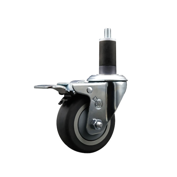 3.5'' SS Thermoplastic Rubber Swivel 1-1/4'' Expanding Stem Caster Total Lock Brake